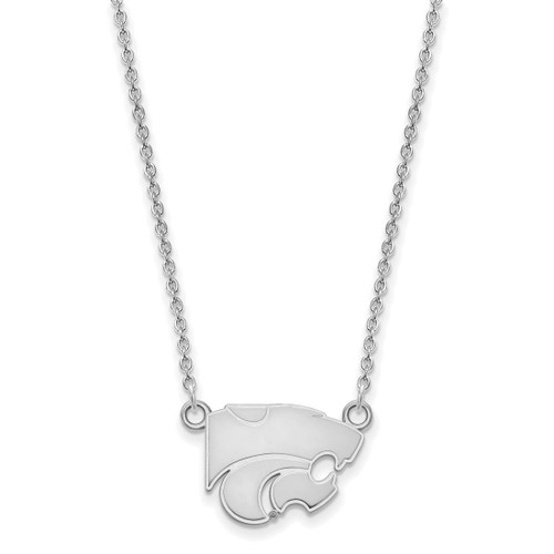 LogoArt Kansas State University Necklace - Sterling Silver Rhodium-Plated Wildcat Small Pendant 18 Inch - View 2