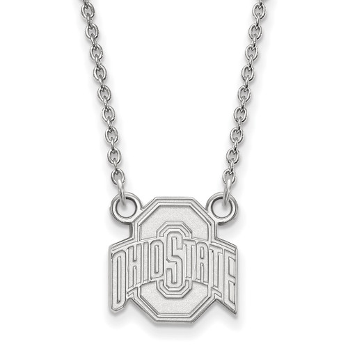 LogoArt Ohio State University Necklace - Sterling Silver Rhodium-Plated The Small Pendant 18 Inch