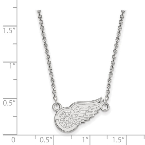LogoArt Detroit Red Wings Necklace - Sterling Silver Rhodium-Plated Small Pendant 18 Inch - View 2