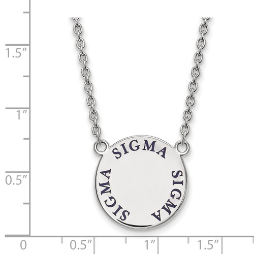 LogoArt Sigma Sigma Sigma Necklace - Sterling Silver Rhodium-Plated Sorority Text Large Color Enamel Pendant 18 Inch - SS015SSS-18 - View 2