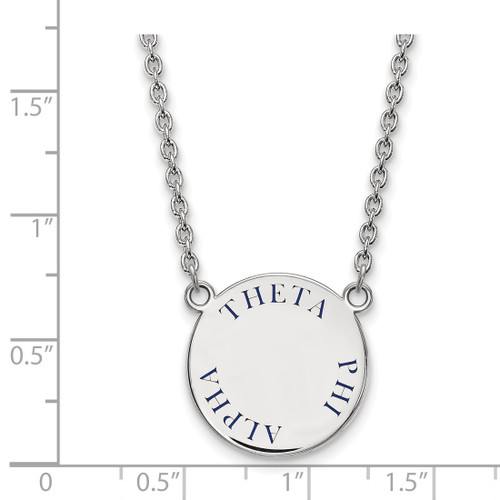 LogoArt Theta Phi Alpha Necklace - Sterling Silver Rhodium-Plated Sorority Text Large Color Enamel Pendant 18 Inch - SS015TPA-18 - View 2