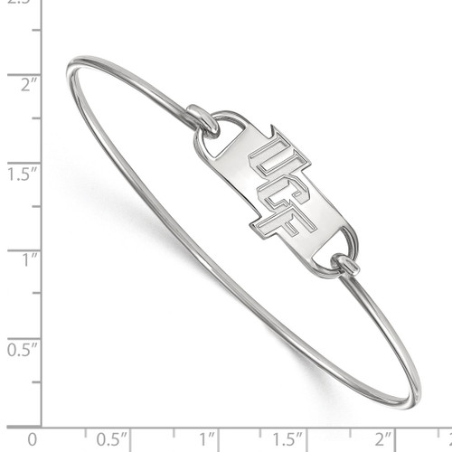 LogoArt University of Central Florida Bracelet - Sterling Silver Rhodium-Plated U-C-F Small Center 7 Inch Wire Bangle - View 2