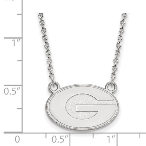 LogoArt University of Georgia Necklace - Sterling Silver Rhodium-Plated Letter G Small Pendant 18 Inch - View 2