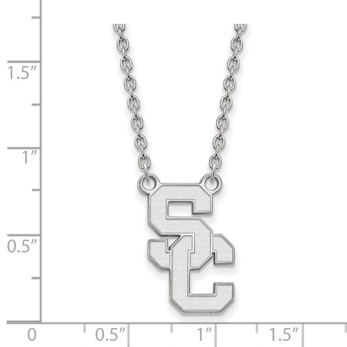 LogoArt University of Southern California Necklace - Sterling Silver Rhodium-Plated S-C Large Pendant 18 Inch - View 2