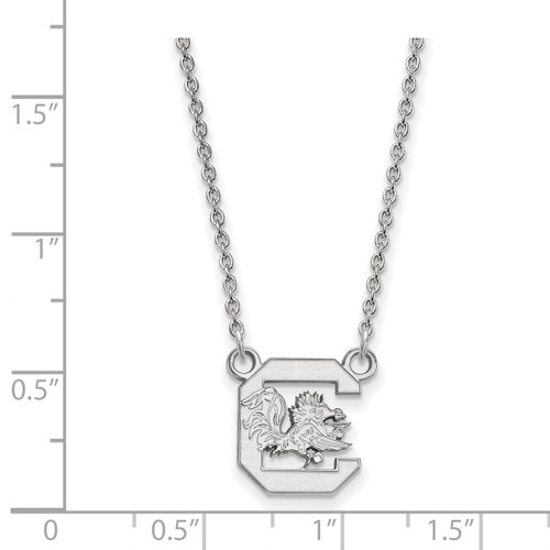LogoArt University of South Carolina Necklace - Sterling Silver Rhodium-Plated Small Pendant 18 Inch - View 2