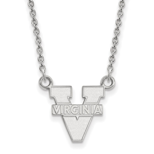 LogoArt University of Virginia Necklace - Sterling Silver Rhodium-Plated Small Pendant 18 Inch