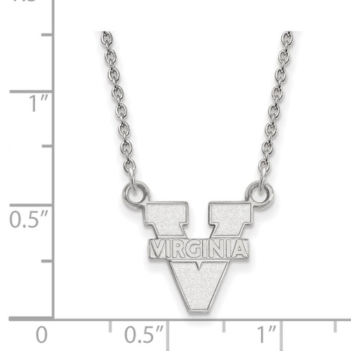 LogoArt University of Virginia Necklace - Sterling Silver Rhodium-Plated Small Pendant 18 Inch - View 2