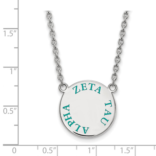 LogoArt Zeta Tau Alpha Necklace - Sterling Silver Rhodium-Plated Sorority Text Large Color Enamel Pendant 18 Inch - SS015ZTA-18 - View 2