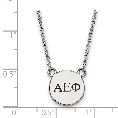 LogoArt Alpha Epsilon Phi Necklace - Sterling Silver Rhodium-Plated Sorority Greek Letters Extra Small Black Enamel Pendant 18 Inch - View 2