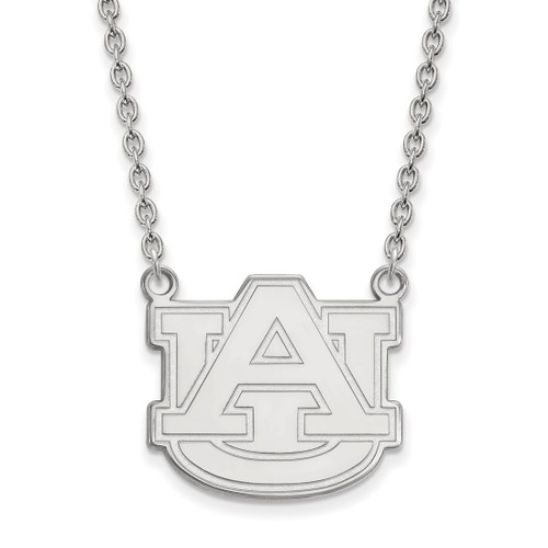 LogoArt Auburn University Necklace - Sterling Silver Rhodium-Plated Large Pendant 18 Inch