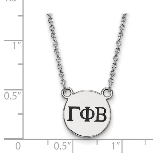 LogoArt Gamma Phi Beta Necklace - Sterling Silver Rhodium-Plated Sorority Greek Letters Small Black Enamel Pendant 18 Inch - View 2