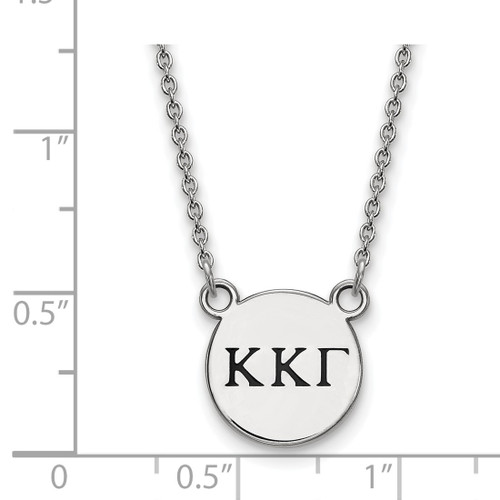 LogoArt Kappa Kappa Gamma Necklace - Sterling Silver Rhodium-Plated Sorority Greek Letters Small Black Enamel Pendant 18 Inch - View 2