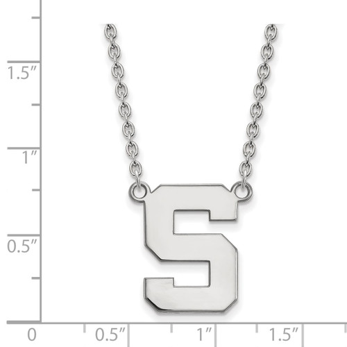 LogoArt Michigan State University Necklace - Sterling Silver Rhodium-Plated Letter S Large Pendant 18 Inch - View 2