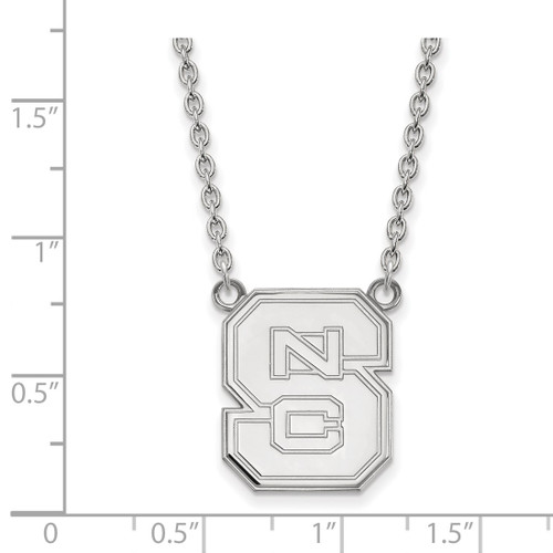 LogoArt North Carolina State University Necklace - Sterling Silver Rhodium-Plated N-C-S Large Pendant 18 Inch - View 2
