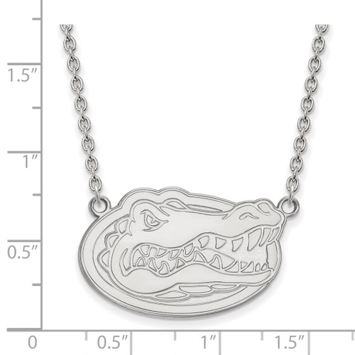 LogoArt University of Florida Necklace - Sterling Silver Rhodium-Plated Gator Large Pendant 18 Inch - View 2