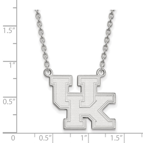 LogoArt University of Kentucky Necklace - Sterling Silver Rhodium-Plated U-K Large Pendant 18 Inch - View 2