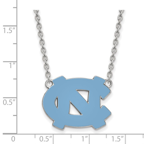 LogoArt University of North Carolina Necklace - Sterling Silver Rhodium-Plated N-C Enameled Large Pendant 18 Inch - View 2