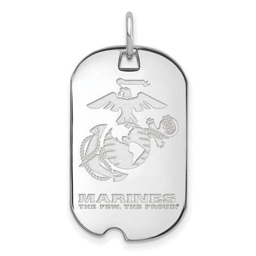 LogoArt U.S. Marine Corps Pendant - Sterling Silver Rhodium-Plated Small Dog Tag