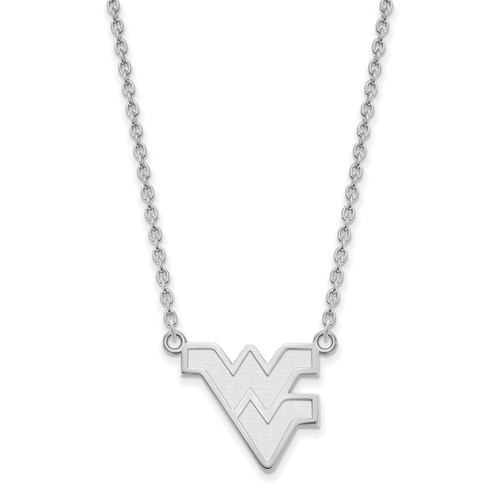 LogoArt West Virginia University Necklace - Sterling Silver Rhodium-Plated W-V Large Pendant 18 Inch - View 2