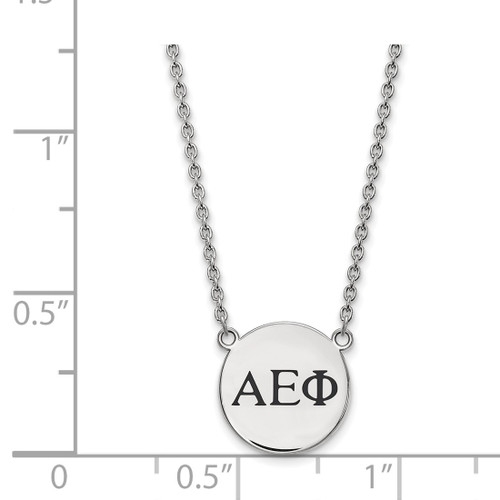 LogoArt Alpha Epsilon Phi Necklace - Sterling Silver Rhodium-Plated Sorority Greek Letters Small Black Enamel Pendant 18 Inch - View 2