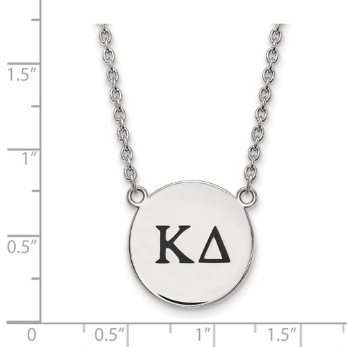 LogoArt Kappa Delta Necklace - Sterling Silver Rhodium-Plated Sorority Greek Letters Large Black Enamel Pendant 18 Inch - View 2