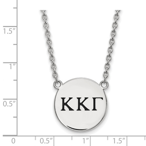 LogoArt Kappa Kappa Gamma Necklace - Sterling Silver Rhodium-Plated Sorority Greek Letters Large Black Enamel Pendant 18 Inch - View 2