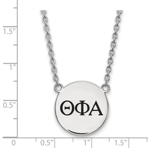 LogoArt Theta Phi Alpha Necklace - Sterling Silver Rhodium-Plated Sorority Greek Letters Large Black Enamel Pendant 18 Inch - View 2