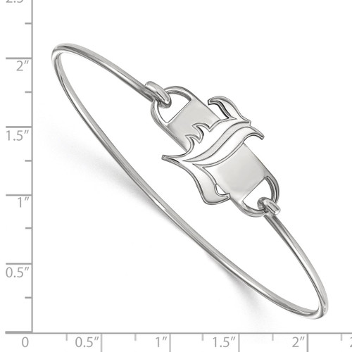 LogoArt University of Louisville Bracelet - Sterling Silver Rhodium-Plated Letter L Small Center 7 Inch Wire Bangle - View 2