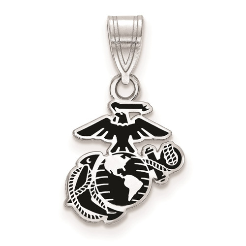 LogoArt U.S. Marine Corps Pendant - Sterling Silver Rhodium-Plated Small Epoxied