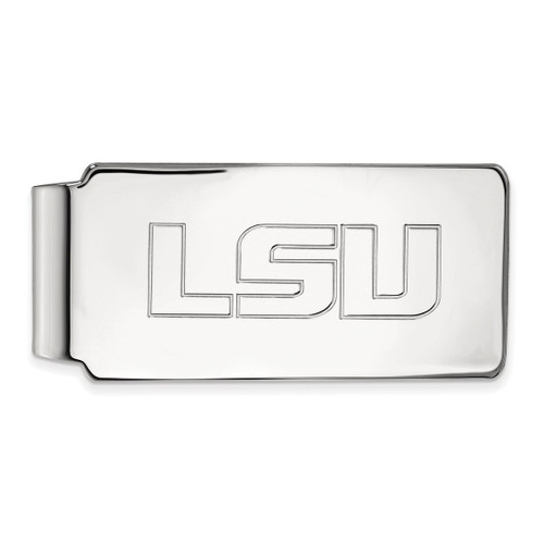 LogoArt Louisiana State University Money Clip - Sterling Silver Rhodium-Plated L-S-U