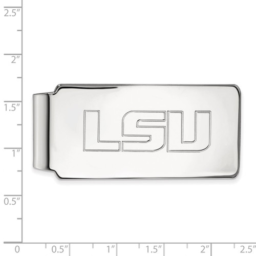 LogoArt Louisiana State University Money Clip - Sterling Silver Rhodium-Plated L-S-U - View 2