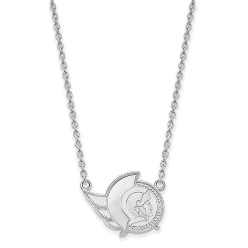 LogoArt Ottawa Senators Necklace - Sterling Silver Rhodium-Plated Large Enameled Pendant 18 Inch - View 2