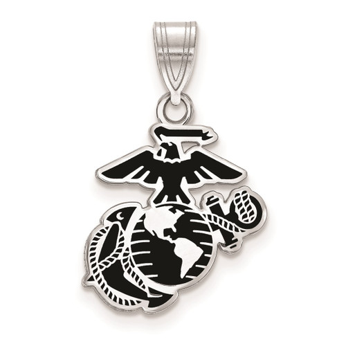 LogoArt U.S. Marine Corps Pendant - Sterling Silver Rhodium-Plated Medium Epoxied