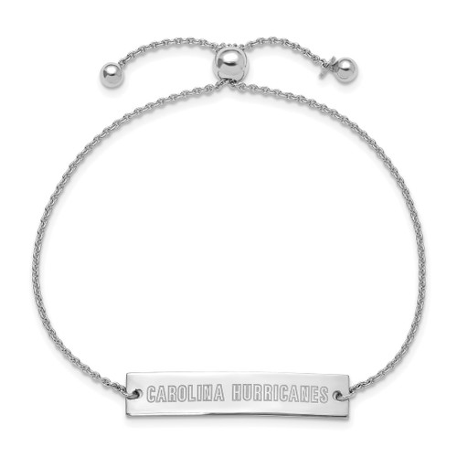 LogoArt Carolina Hurricanes Bracelet - Sterling Silver Rhodium-Plated Small Bar Adjustable 9 Inch - View 2