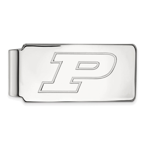 LogoArt Purdue University Money Clip - Sterling Silver Rhodium-Plated Letter P