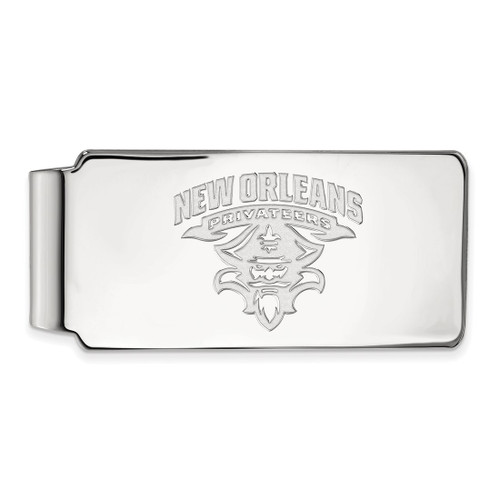 LogoArt University of New Orleans Money Clip - Sterling Silver Rhodium-Plated Privateers