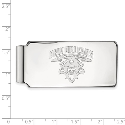 LogoArt University of New Orleans Money Clip - Sterling Silver Rhodium-Plated Privateers - View 2