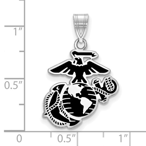 LogoArt U.S. Marine Corps Pendant - Sterling Silver Rhodium-Plated Large Epoxied - View 2