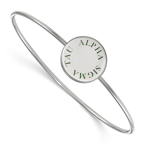 LogoArt Alpha Sigma Tau Bracelet - Sterling Silver Rhodium-Plated Enameled Slip-on Bangle - SS021ALS-7