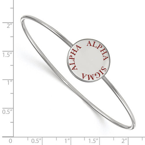 LogoArt Alpha Sigma Alpha Bracelet - Sterling S. Rhodium-Plated Enameled Slip-on Bangle - SS021ASI-7 - View 2