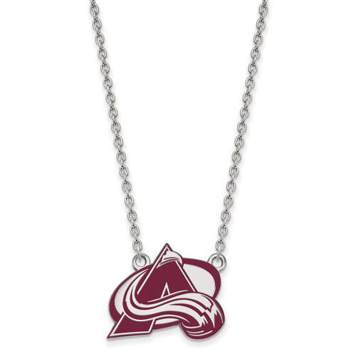 LogoArt Colorado Avalanche Necklace - Sterling Silver Rhodium-Plated Letter A Large Enameled Pendant 18 Inch