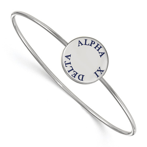 LogoArt Alpha Xi Delta Bracelet - Sterling Silver Rhodium-Plated Enameled Slip-on Bangle - SS021AXD-7