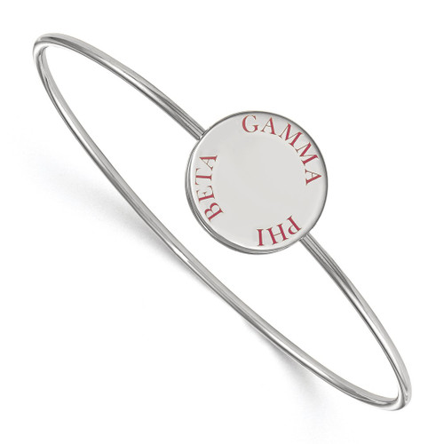 LogoArt Gamma Phi Beta Bracelet - Sterling Silver Rhodium-Plated Enameled Slip-on Bangle - SS021GPB-7