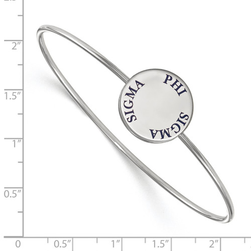 LogoArt Phi Sigma Sigma Bracelet - Sterling Silver Rhodium-Plated Enameled Slip-on Bangle - SS021PSS-7 - View 2