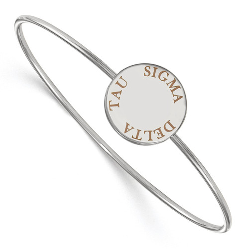 LogoArt Sigma Delta Tau Bracelet - Sterling Silver Rhodium-Plated Enameled Slip-on Bangle - SS021SDT-7