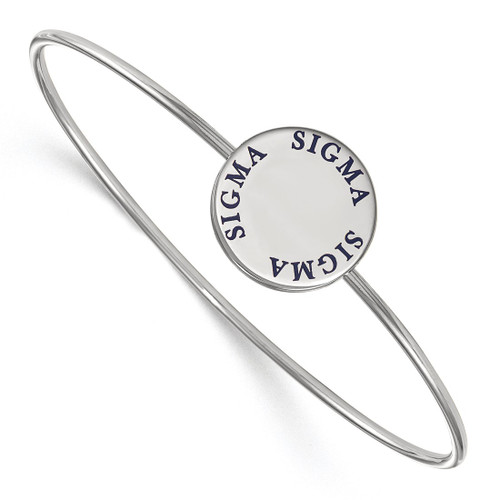 LogoArt Sigma Sigma Sigma Bracelet - Sterling S. Rhodium-Plated Enameled Slip-on Bangle - SS021SSS-7
