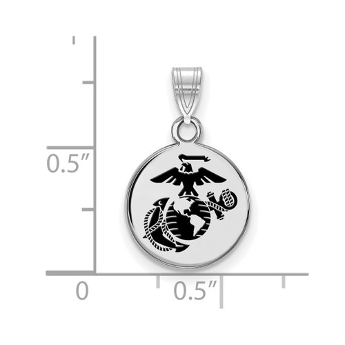 LogoArt U.S. Marine Corps Pendant - Sterling Silver Rhodium-Plated Small Epoxied Disc - View 2
