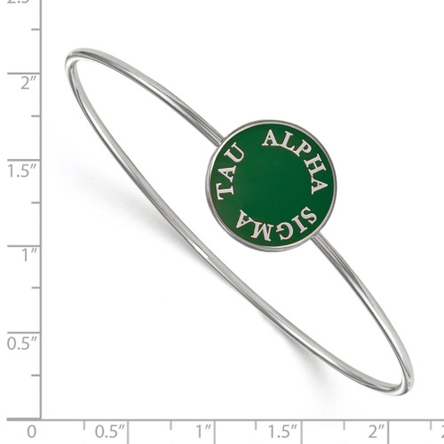 LogoArt Alpha Sigma Tau Bracelet - Sterling Silver Rhodium-Plated Enameled Slip-on Bangle - SS022ALS-7 - View 2