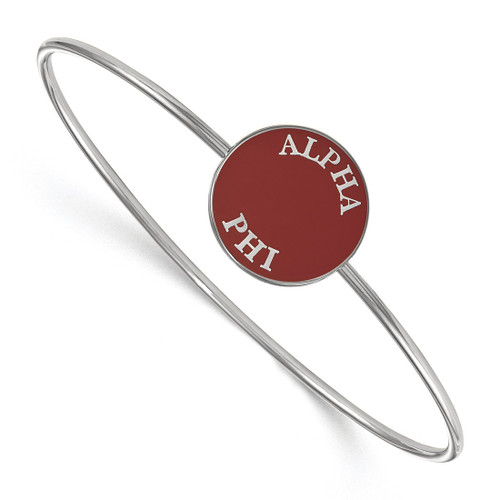 LogoArt Alpha Phi Bracelet - Sterling Silver Rhodium-Plated Enameled Slip-on Bangle - SS022APH-7