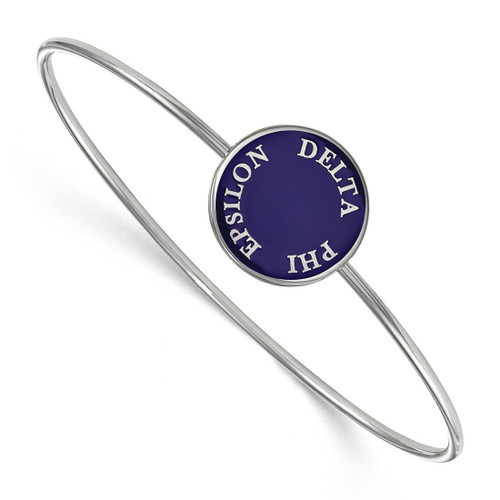 LogoArt Delta Phi Epsilon Bracelet - Sterling S. Rhodium-Plated Enameled Slip-on Bangle - SS022DPH-7